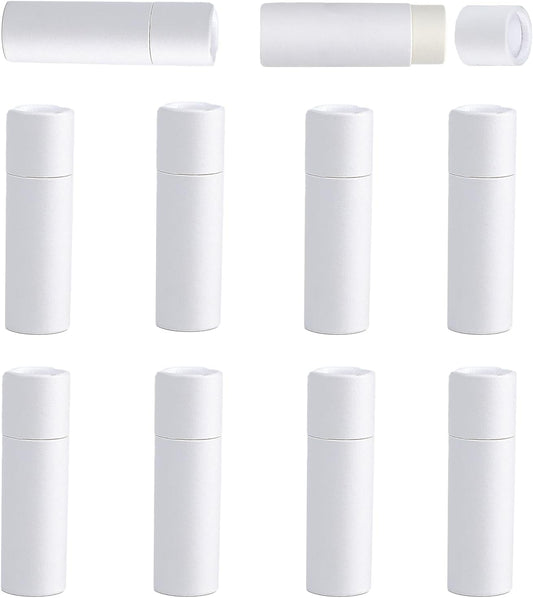 NICENEEDED 10 Pcs Paperboard Lip Balm Tubes, White Paper Lipstick Tube, Cardboard Empty Lip Gloss Container Solid Perfume Tube Cosmetic Box for DIY Lip Gloss Balm Chapstick