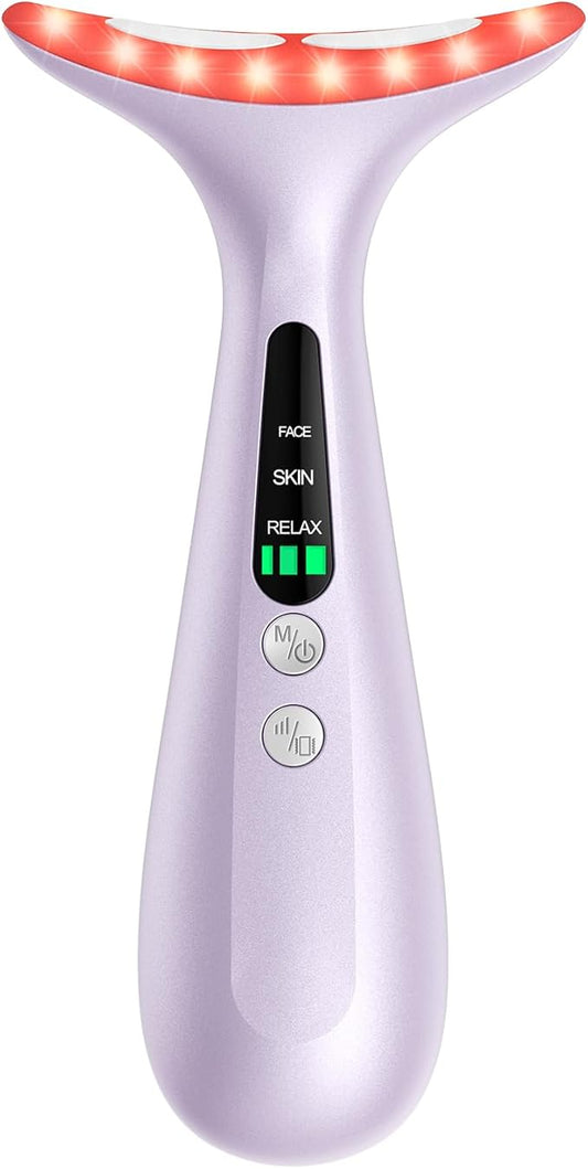 Facial and Neck Massager for Face, Neck - Skin Lifting & Firming - Wrinkle & Dark Circle Reducer - at Home Skin Care Face Sculpting Tool and Neck Massager-Pastel Purple