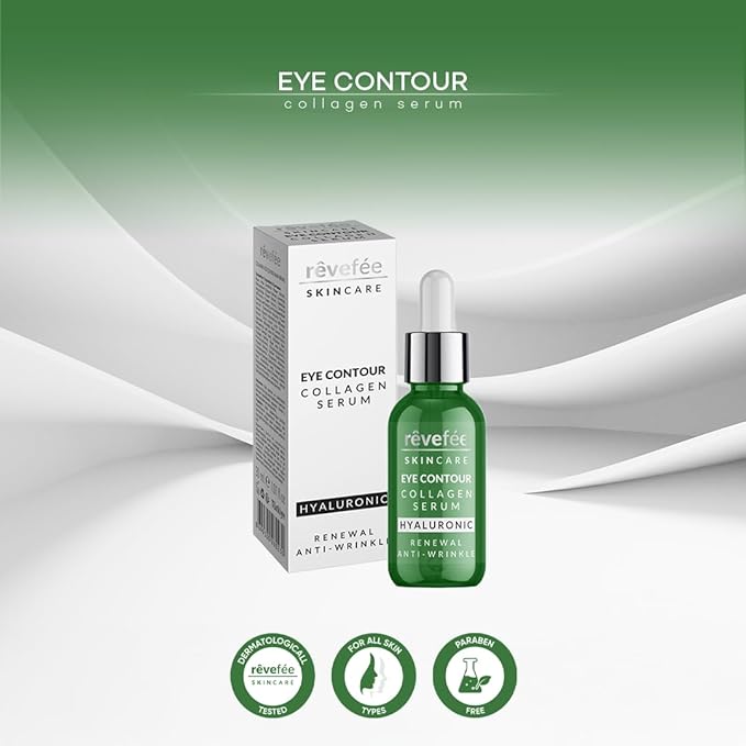 Collagen Hyaluronic Acid Serum; Reduces Dark circles, Puffy Eyes, Wrinkles, Under Eye Bags, Fine Lines. Anti-Aging, Hydrating Complex Eye Contour Serum, Effective Formula.