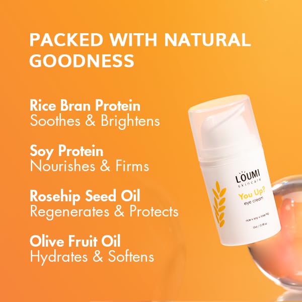 LOUMI Skincare You Up? Rose Hip Eye Cream | Brightening, Hydrating Under-Eye Cream | Reduces Dark Circles, Puffiness & Wrinkles | Rice, Soy & Rosehip Collagen Boost | Natural, Vegan, Cruelty-Free 1oz