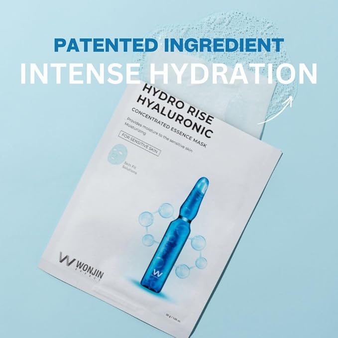HYDRO RISE HYALURONIC MASK 1.05 fl Oz*10 pieces, Hydrating, Moisturizing, Skin Elasticity, Wrinkle Care, Hyaluronic Acid, Aquaxyl, Skin Barrier, Mask Sheet
