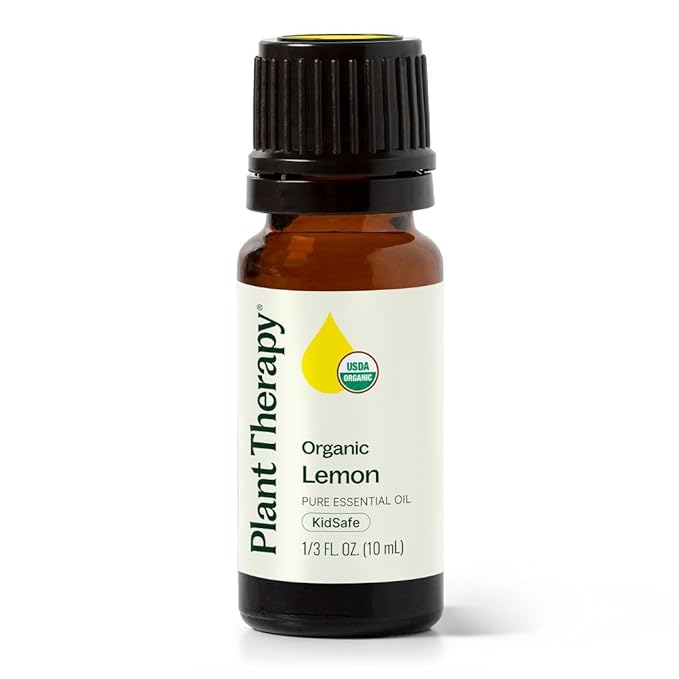 Plant Therapy Organic Lemon Essential Oil 100% Pure, USDA Certified Organic, Undiluted, Natural Aromatherapy, Therapeutic Grade 10 mL (1/3 oz)