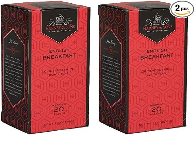 Harney & Sons Black Tea, Tea Bags, English Breakfast, 20 Count (Pack of 2)