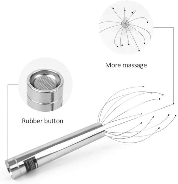 Healifty Head Massage Tingler Scalp Massager Scratcher Electric Gripper Claw Head Spa for Deep Relaxation Hair Stimulation for Women Men Without Battery Silver