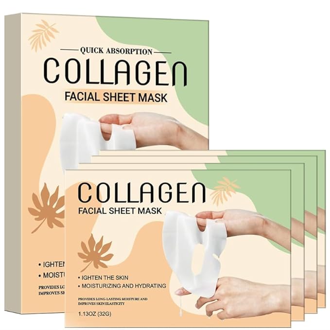 Collagen Face Mask, Face Masks Skincare for Women Men - Travel Essentials, Overnight Face Mask, 32g x 4ea