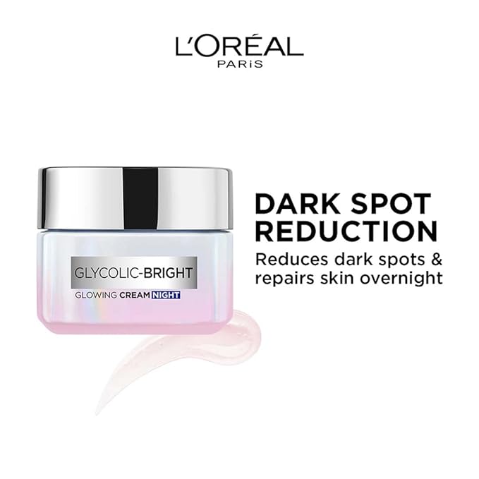 L'Oreal Paris Glycolic Bright Glowing Night Cream, 15ml |Overnight Brightening Cream with Glycolic Acid that Visbily Minimizes Spots & Reveals Glowing skin