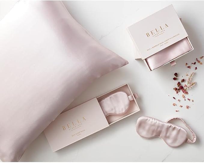 Silk Eye Mask with Elastic Strap Blackout Sleep Mask, One-Size, Blush