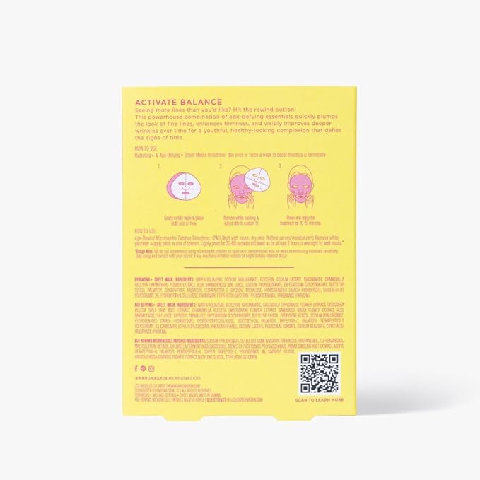 Karuna Hit Rewind Wrinkle Refining Mask and Patch Set, Includes 2 Hydrating Face Masks, 2 Age-Defying Face Masks, and 4 Microneedle Patches