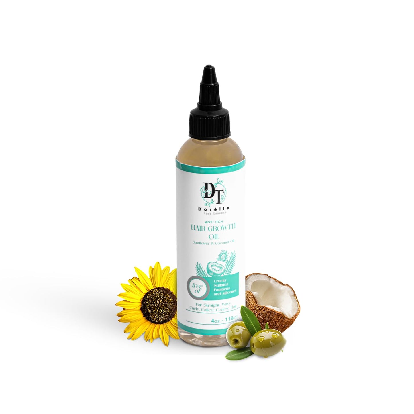 Hair Growth Oil for Curly, Coarse & Afro Hair – Sulfate Free Scalp for Hair Growth – Oil with Coconut, Rosemary & Peppermint – Kumquat Scented