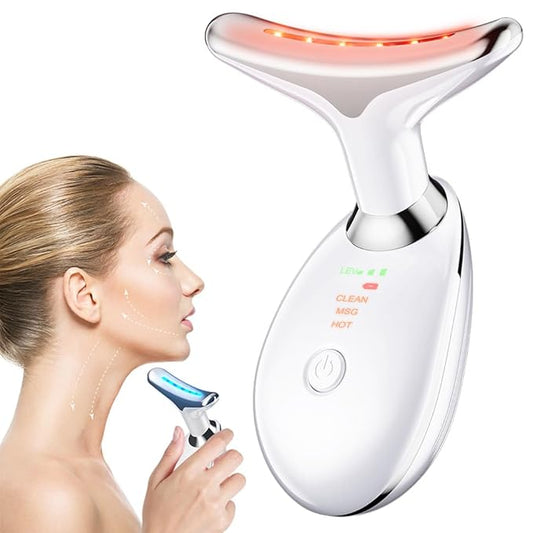 Neck Face Massager, Facial Massager 3 Color Mode, Face Sculpting Tool for Skin Care with Thermal and Vibration (Whtie)