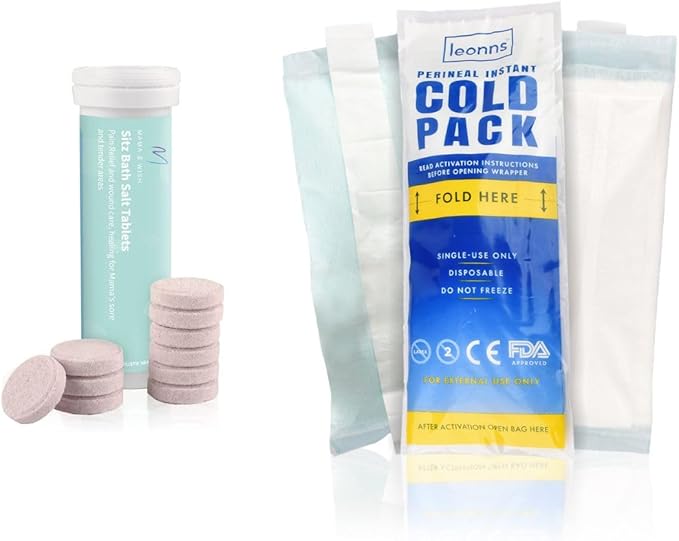 Sitz Bath Tabelts 1 Pack and Disposable Perineal Ice Pads 24 Pack
