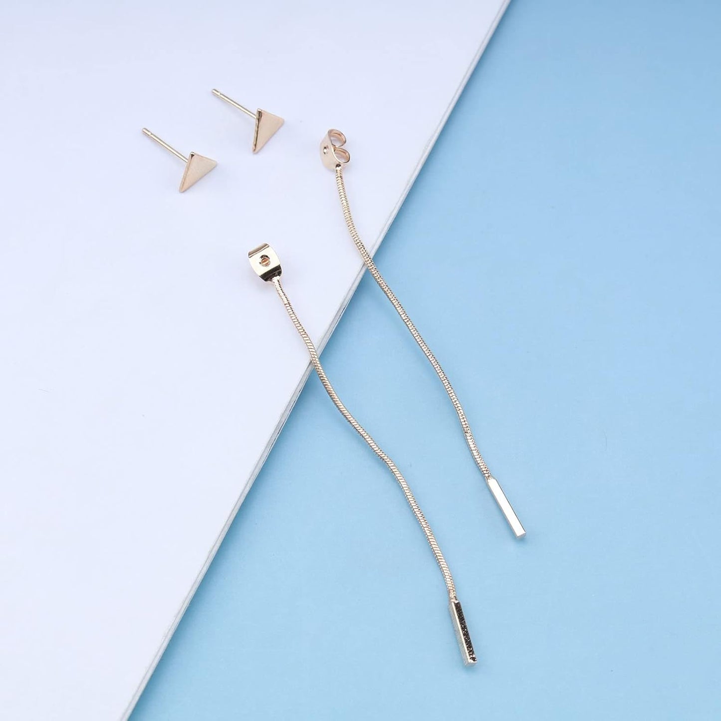 Vintage Bar Drop Earrings Triangle Stud Earrings Round Snake Chain Earrings Gold Long Chain Tassel Earrings Jewelry for Women and Girls