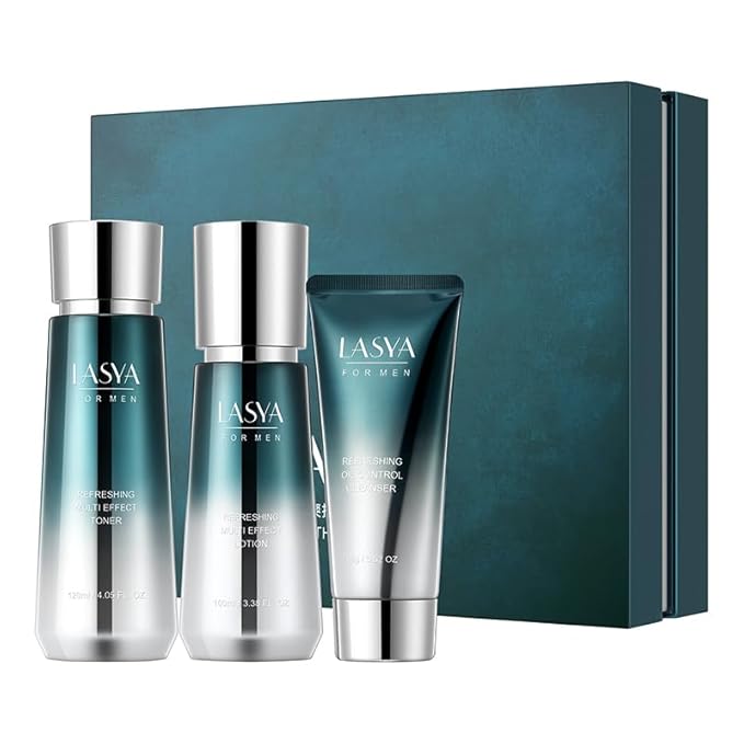 Oil Control Skin Care Set For Men 3-In-1 Skin Care Routine With Cleanser Toner Lotion 3 Step Skin Care Routine