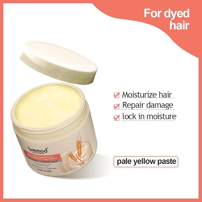 Wheat Protein Hair Mask Intensive Repair Treatment for Color-Treated，Damaged Hair Strengthens, Boosts Elasticity, Adds Volume, Locks in Moisture 16.9 Fl Oz