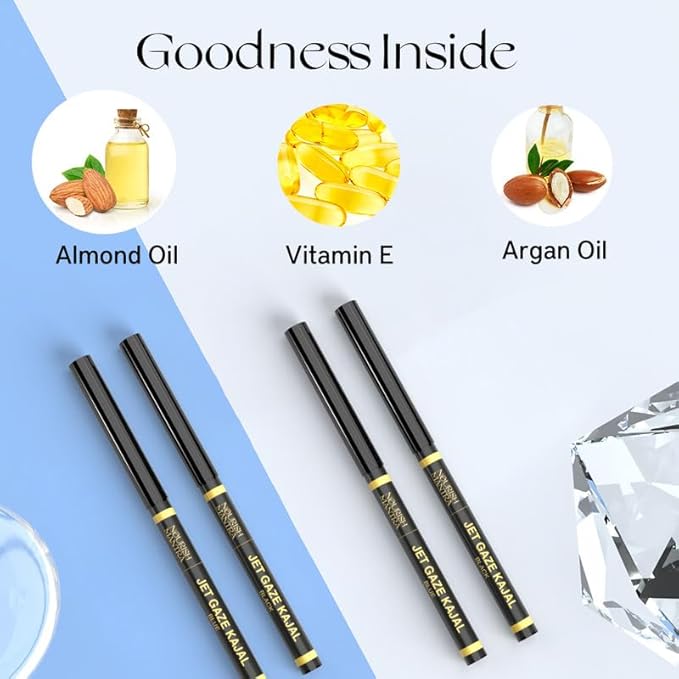 Nourish Mantra Eyebrow Growth Serum 10 ml & Jet Gaze Kajal Urban Rani - Combo - Black & Black