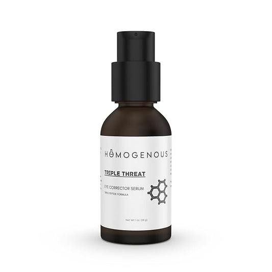 Triple Threat Eye Corrector Serum, Triple Peptide Formula, 1 oz Amber Glass Pump Bottle