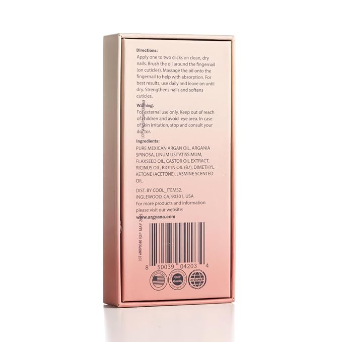 Cuticle Oil Pen for Nails - Nail Growth Oil W/Argan & Castor Oil – Nail Oil Cuticle Pen Treatment for Dry, Peeling, Breaking, Thin and Damage Nails – Jasmine Scented (4 ml)