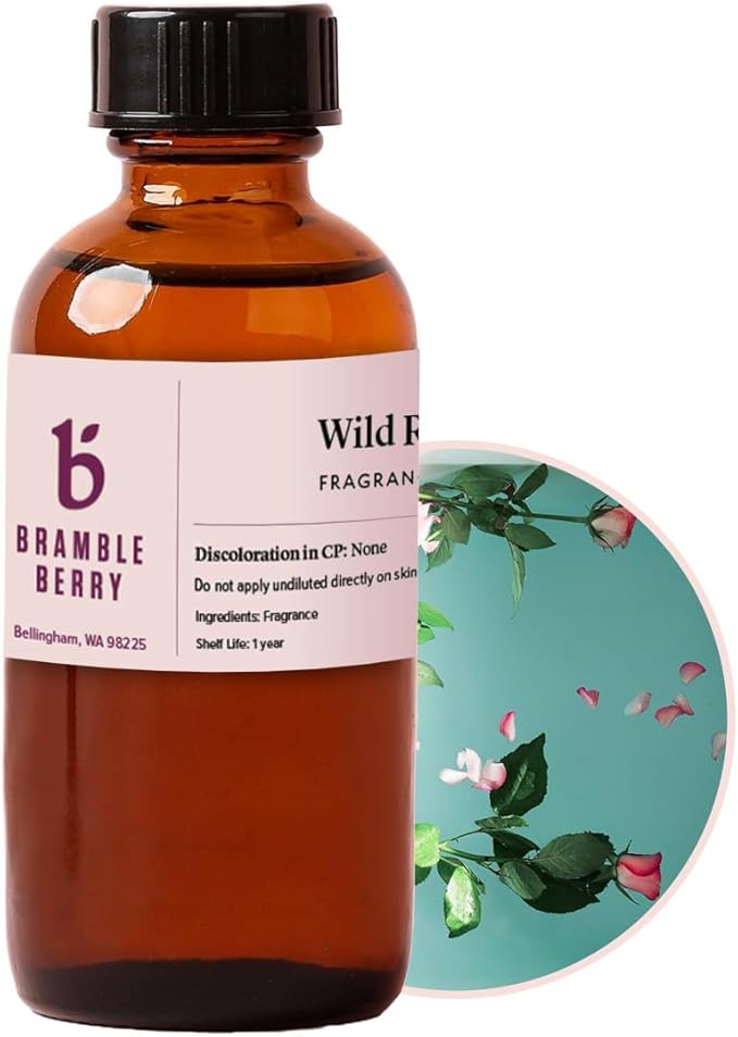 Bramble Berry Wild Rose Fragrance Oil (2 Fl oz) | Great for Making DIY Soap, Candles, Lotion, Bath Bombs, Skin & Body Care | Vegan, Phthalate & Paraben Free