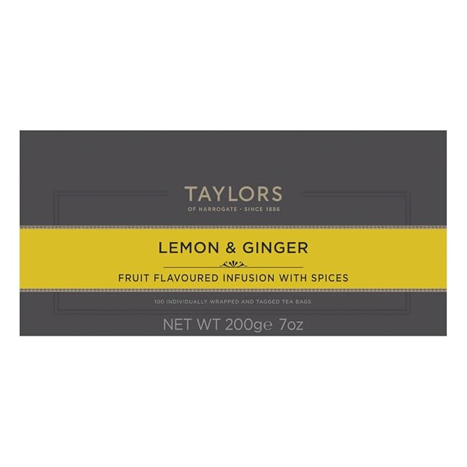 Taylors of Harrogate Lemon & Ginger Herbal Tea, 100 Count (Pack of 1)