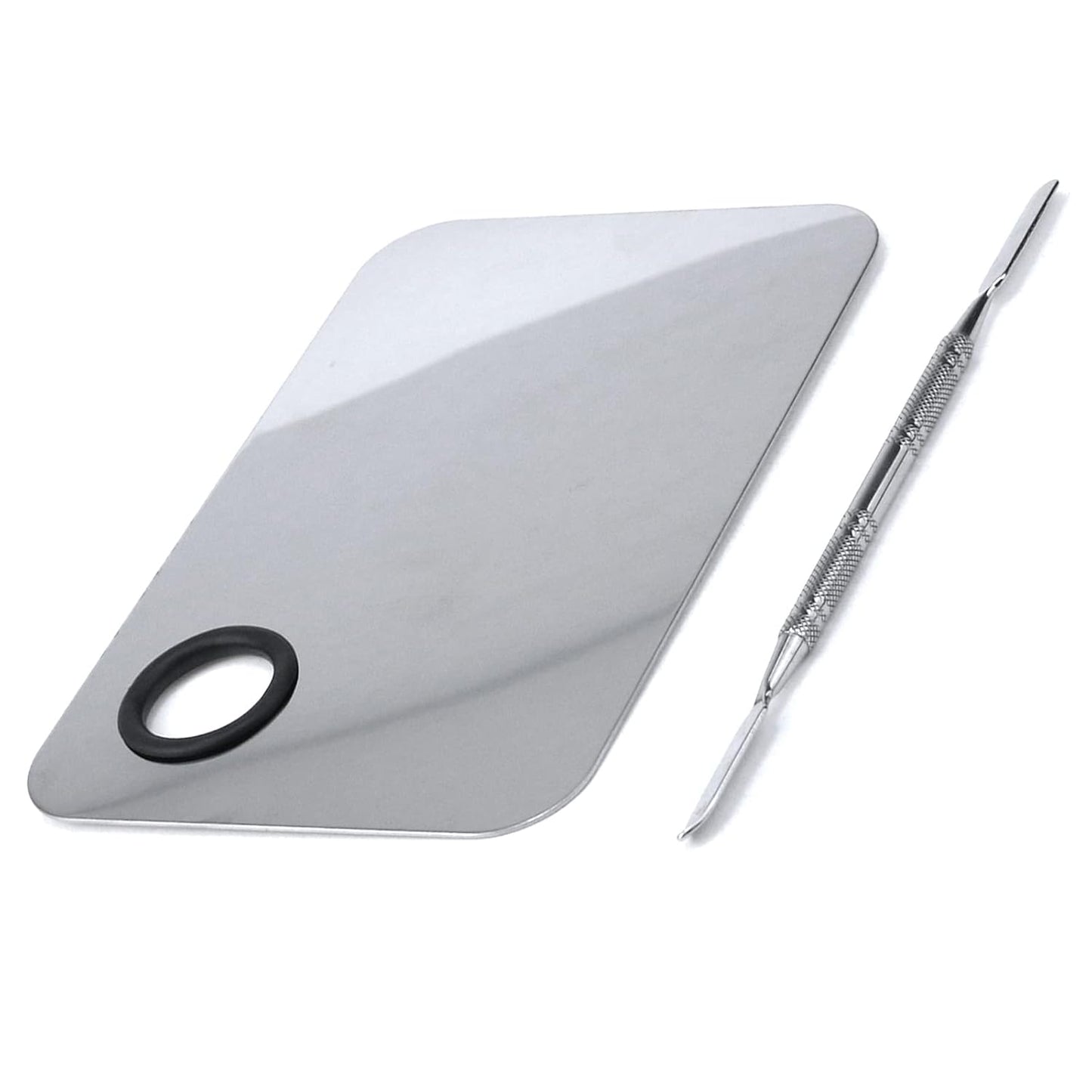 Stainless Steel Ring Beauty Palette, Square Palette, Silver,with Color Stick,1 PCS