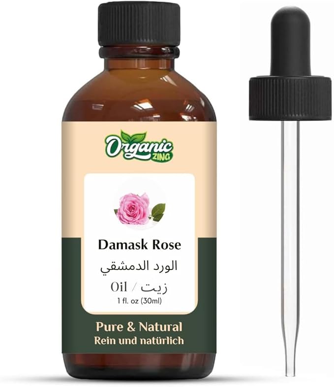 Damask Rose (Rosa × damascena) Oil | Pure & Natural Essential Oil for Skincare, Hair Care, Aroma and Diffusers- 30ml/1.01fl oz