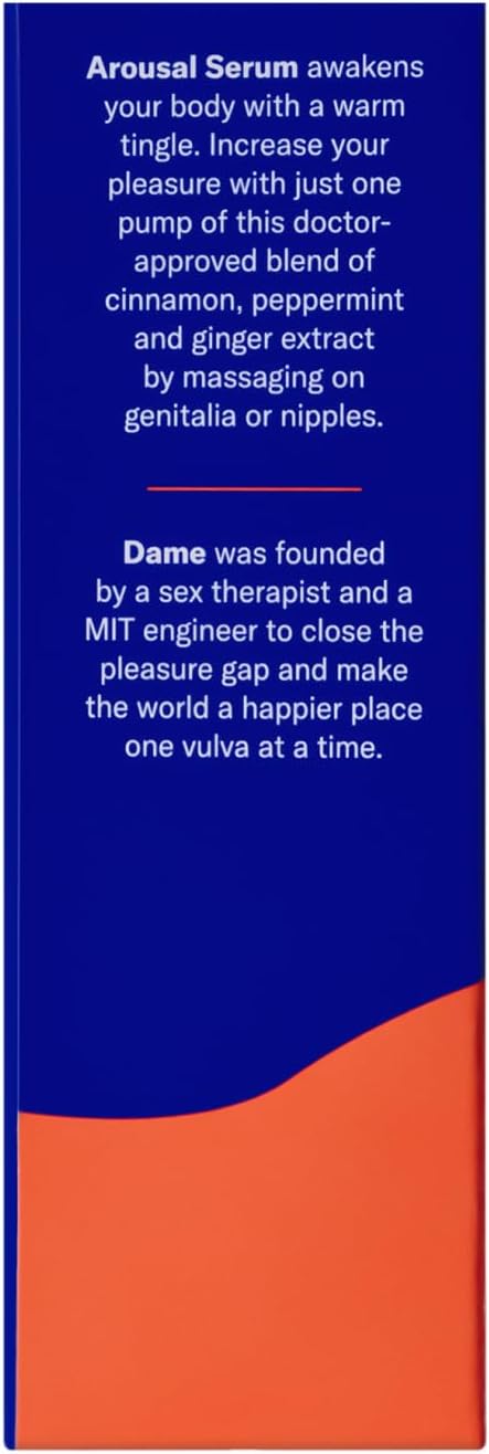 Dame Products Arousal Serum for Women Massage Oil Pleasure Feeling, Organic Vegan pH Balanced, Lickable Edible with Earthy Scent
