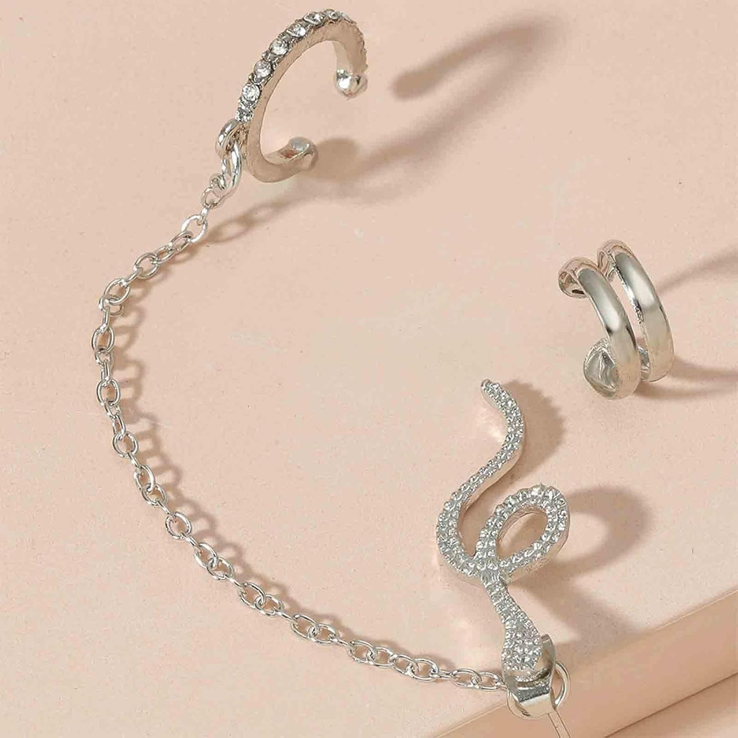 Punk Snake Cuff Chain Earrings Gold Serpent Cartilage Earrings Snake Ear Wrap Earrings Gothic Snake Helix Chain Earrings Gold Long Chain Earrings Jewelry for Women and Girls