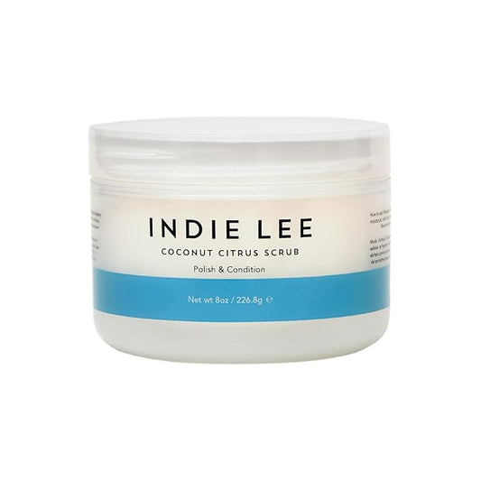 Indie Lee Citrus & Coconut Body Scrub - Hydrating Body Exfoliator & Sugar Scrub with Coconut Oil + Jojoba Oil for Dry Skin - All Over Lemon, Vanilla & Lemongrass Exfoliating Scrub (8oz)