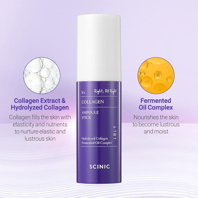 SCINIC Collagen Ampoule Stick 0.35fl.oz (10g)| Elasticity-improving Collagen Multi-stick with Low-molecular Weight Collagen & Fermented Oil | Makes Skin Look Radiant And Moisturized | Korean Skincare