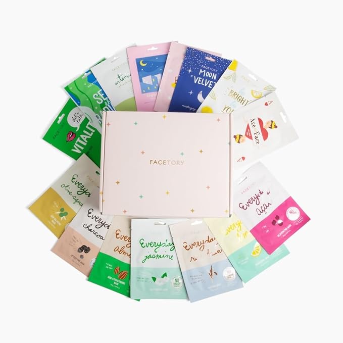 FACETORY K Beauty Face Mask Skin Care 15 COLLECTION Sheet Mask Gift Box | Natural Premium Korean Face Mask Gift Set For All Skin Types - No Sulfates, No Parabens (15 pc)
