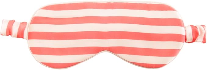 CELESTIAL SILK Mulberry Silk Sleep Eye Mask with Adjustable Elastic Strap (Normal - Adjustable, Pink/White Stripe)