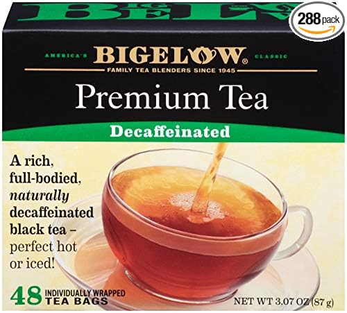 Bigelow 48 Count Premium Decaffeinated Blend Black Tea (Case of 6), Total 288 Tea Bags, Contains Individually Wrapped Tea Bags, Decaf Tea