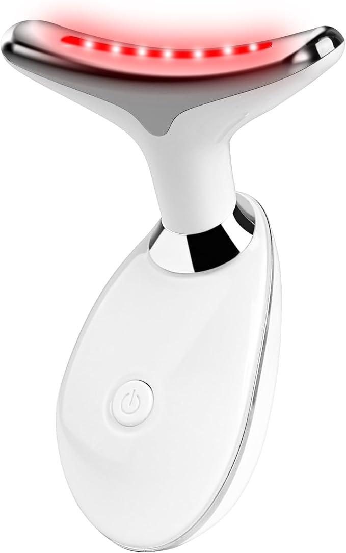 Red Light Therapy for Face, 7 Color LED Facial Light Therapy Wand for Skin Care at Home Blue Light Therapy Face Massager Tool for Neck (White)