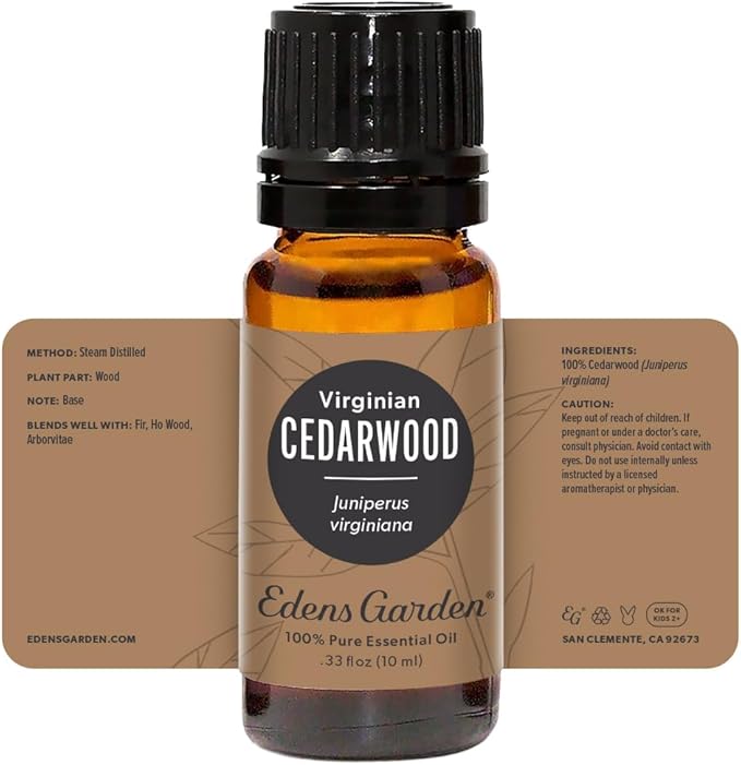 Edens Garden Cedarwood- Virginian Essential Oil- 100% Pure Premium Grade, Undiluted, Natural, Therapeutic, Aromatherapy, The Best for Diffuser, Skin, Hair, Humidifiers 10 ml (.33 fl oz)