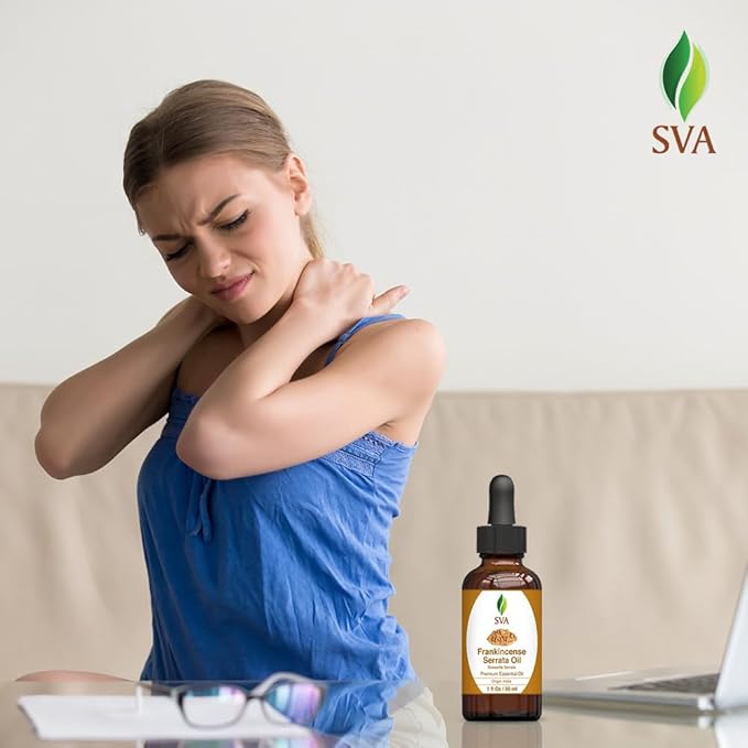 SVA Frankincense Essential Oil – 1 Fl Oz – 100% Natural Boswellia Serrata Oil - for Diffuser, Hair Care, Face, Skin Care, Aromatherapy, Scalp and Body Massage, Soap and Candle Making - with Dropper