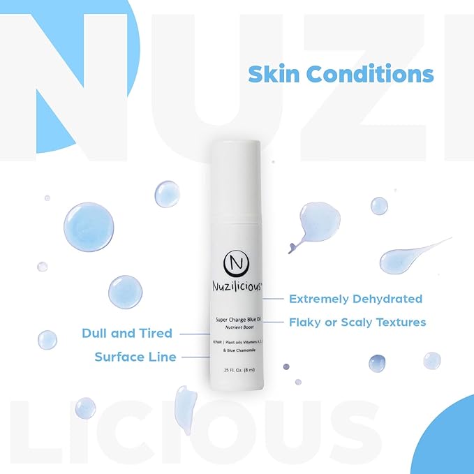 Professional Grade Super Charge Blue Oil – Intense Hydration & Radiance with Essential Oils & Lipid-Rich Plant Oils, Vegan & Cruelty-Free, (0.25 oz)