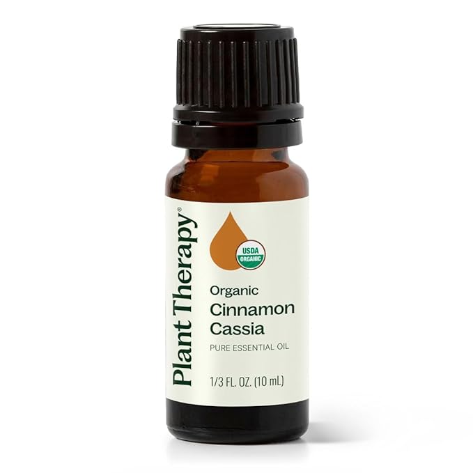 Plant Therapy USDA Certified Organic Cinnamon Cassia Essential Oil 10 mL (1/3 oz) 100% Pure, Undiluted, Therapeutic Grade