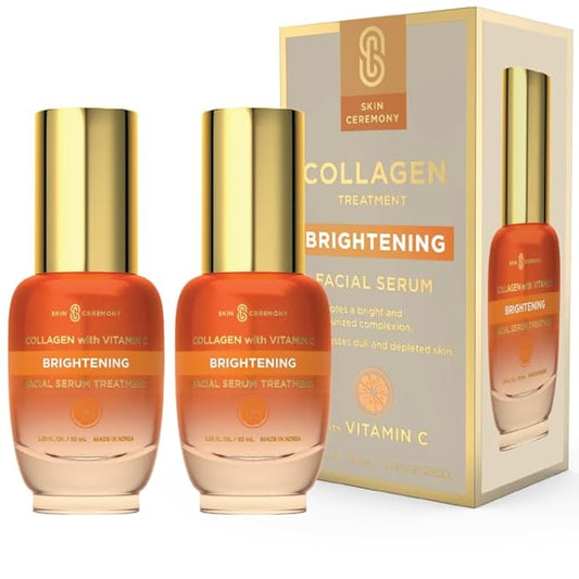 Collagen & Vitamin C Face Serum - Reduces Fine Lines, Promotes Smoother Skin - Dermatologist Tested, Clean Beauty, Korean Skin Care - 1.69 FL.OZ. (2 Pack)