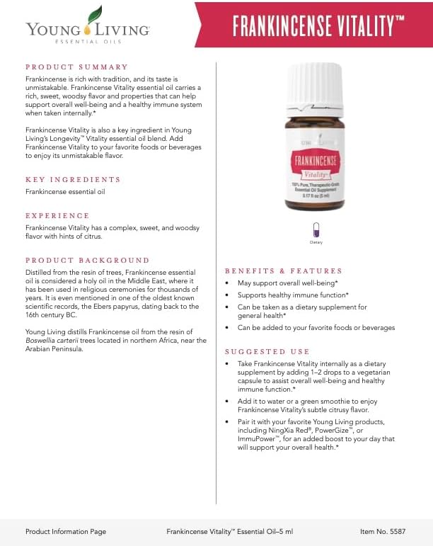Young Living Frankincense Vitality 5ml Essential Aroma Therapy Oil