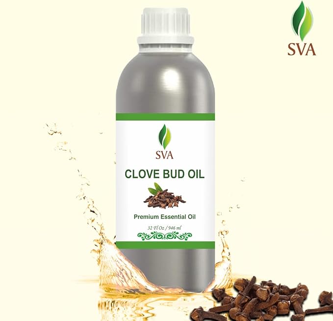 SVA Clove Bud Essential Oil – 32 Fl Oz – 100% Natural Clove Bud Oil - for Diffuser, Hair Care, Face, Skin Care, Aromatherapy, Scalp and Body Massage, Soap and Candle Making
