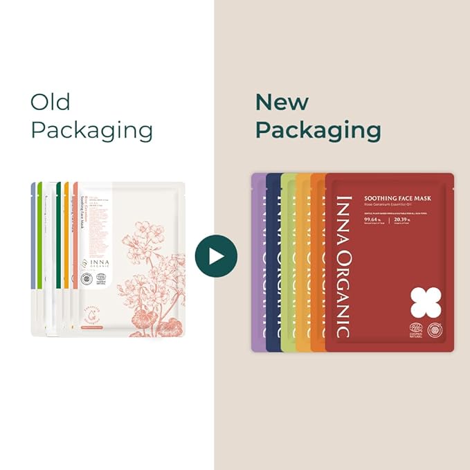 INNA Organic Sheet Mask - Balancing & Oil Control, EWG & COSMOS Certified (Pack of 5) | Lemon Tea Tree Essential Oils Infused Skin Care | Luxury Clean Beauty