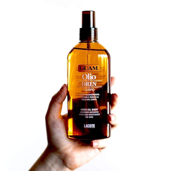 Guam DREN Anti Cellulite Massage Oil with Essential Oils, Draining Body Oil with Lymphatic Drainage, Water Retention & Anti Swelling Oil, Cellulite Lotion, 200ML