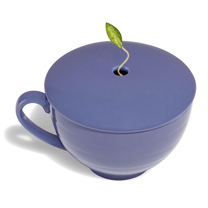 Tea Forte Demoiselle 3-Piece Premium Tea Gift Set with Indigo Cafe Cup and Lid, Tea Tray and 10 Count Mini Presentation Box, 2 of Each Blend Handcrafted Pyramid Infuser Tea Bags