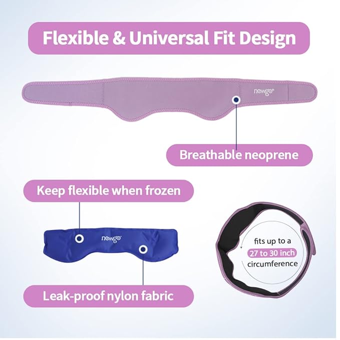 NEWGO Bundle of Gel Eye Mask and Headache Ice Pack Purple