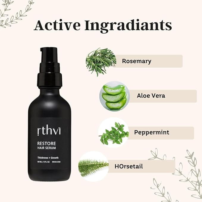 Restore Hair Serum 2 oz for thicker and longer hair growth with Rosemary, Caffeine, Lavender & Amino Acids