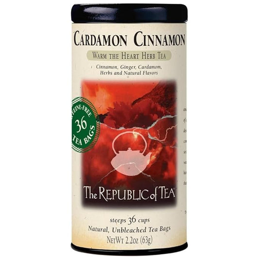 The Republic of Tea - Cardamon Cinnamon Herbal Tea, 36 Tea Bag Tin, Naturally Caffeine-Free