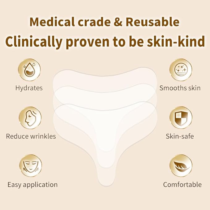 Chest wrinkle remover wrinkle patch, reusable, for the prevention of skin wrinkles, overnight removal of wrinkles while sleeping, anti-wrinkles on the chest, pack of three