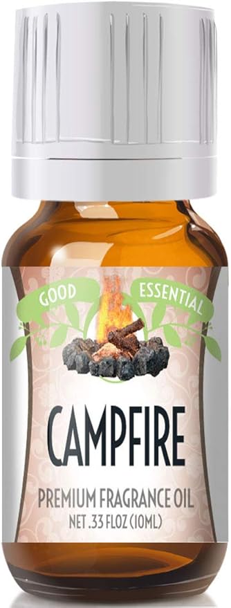 Good Essential Professional Campfire Fragrance Oil 10ml (0.33 fl oz) for Diffusers, Candles, Soaps, Lotions, Perfume - Campfire Scented Blend, Fragrance Oil for Candle Making & Diffuser Scents