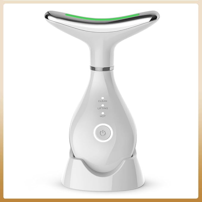 Home face and Neck Anti-Wrinkle and Anti-Aging Beauty Tool, Convenient 3-in-1 Skin Care Facial Massager, Face Shaping Tool, Vibration for Daily use at Home (White)