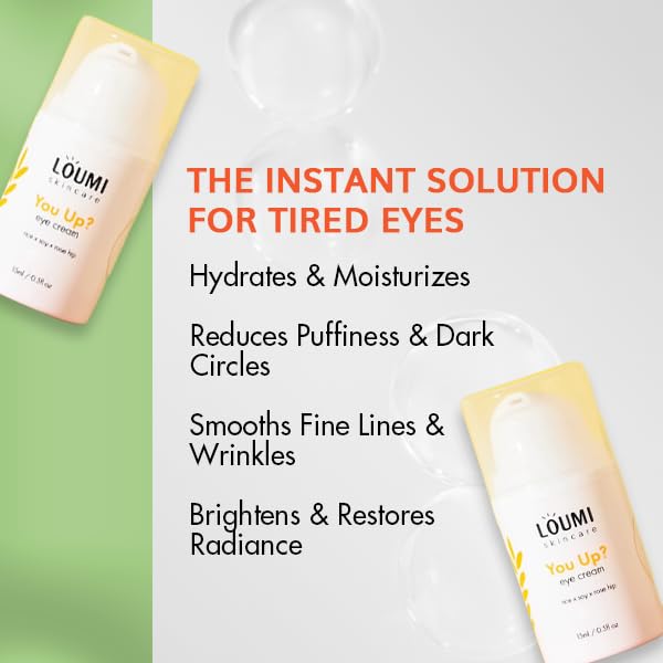 LOUMI Skincare You Up? Rose Hip Eye Cream | Brightening, Hydrating Under-Eye Cream | Reduces Dark Circles, Puffiness & Wrinkles | Rice, Soy & Rosehip Collagen Boost | Natural, Vegan, Cruelty-Free 1oz